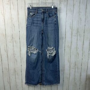 American Eagle Women's Stretch Distressed Straight Jeans Size 2 Regular